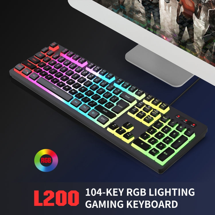 HXSJ L200 Wired RGB Backlit Keyboard 104 Pudding Key Caps(Black) - HoMEdemic™ 