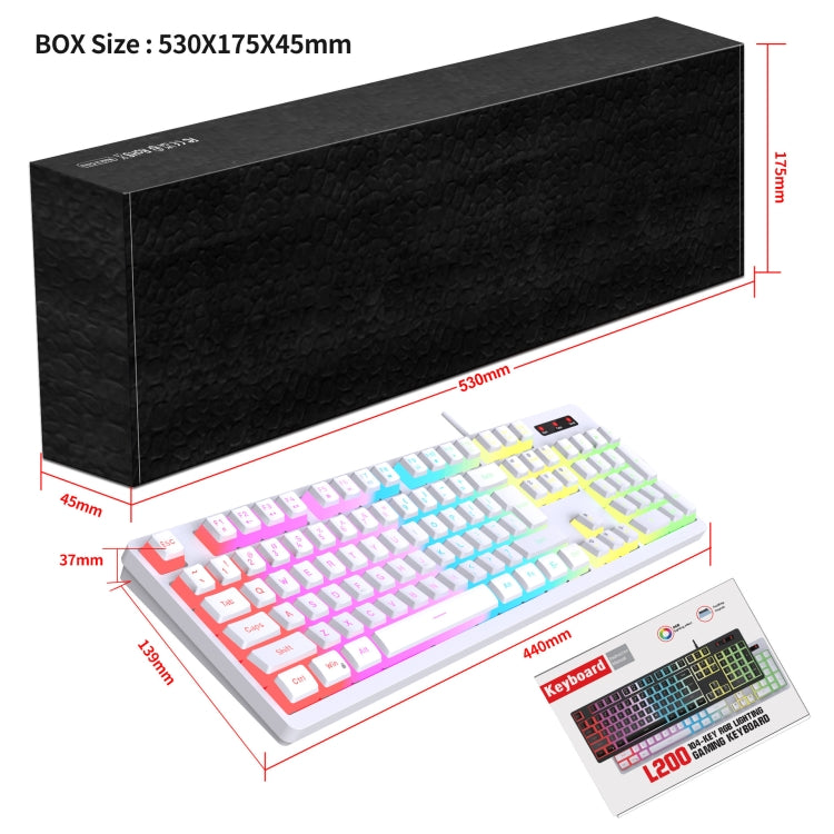 HXSJ L200 Wired RGB Backlit Keyboard 104 Pudding Key Caps(White) - HoMEdemic™ 