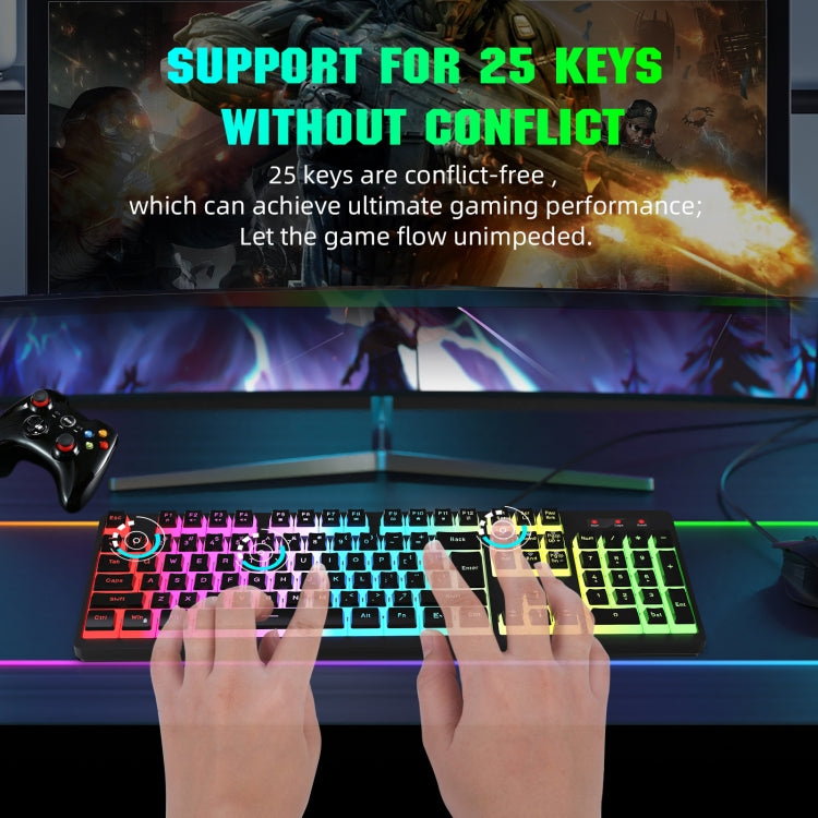 HXSJ L200 Wired RGB Backlit Keyboard 104 Pudding Key Caps(White) - HoMEdemic™ 