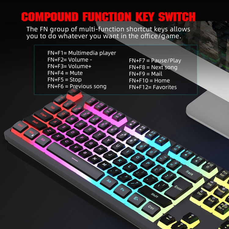 HXSJ L200 Wired RGB Backlit Keyboard 104 Pudding Key Caps(White) - HoMEdemic™ 