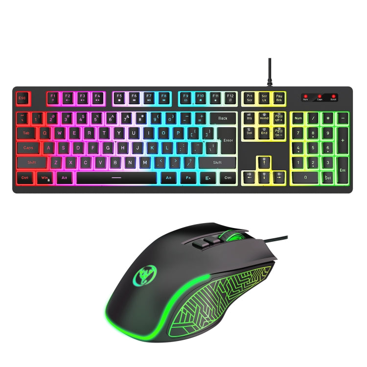 HXSJ L200+X100 Wired RGB Backlit Keyboard and Mouse Set 104 Pudding Key Caps + 3600DPI Mouse(Black) - HoMEdemic™ 