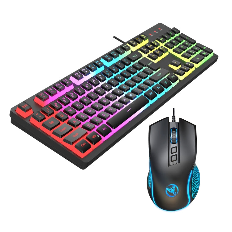HXSJ L200+X100 Wired RGB Backlit Keyboard and Mouse Set 104 Pudding Key Caps + 3600DPI Mouse(Black) - HoMEdemic™ 