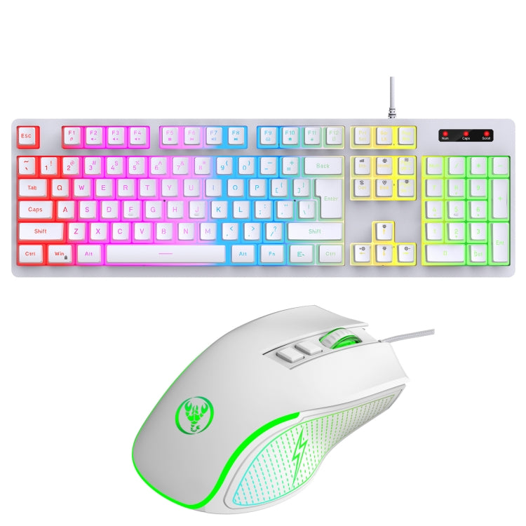 HXSJ L200+X100 Wired RGB Backlit Keyboard and Mouse Set 104 Pudding Key Caps + 3600DPI Mouse(White) - HoMEdemic™ 
