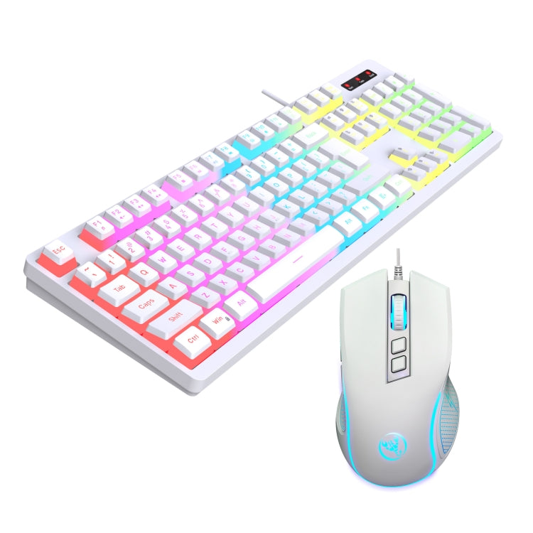 HXSJ L200+X100 Wired RGB Backlit Keyboard and Mouse Set 104 Pudding Key Caps + 3600DPI Mouse(White) - HoMEdemic™ 