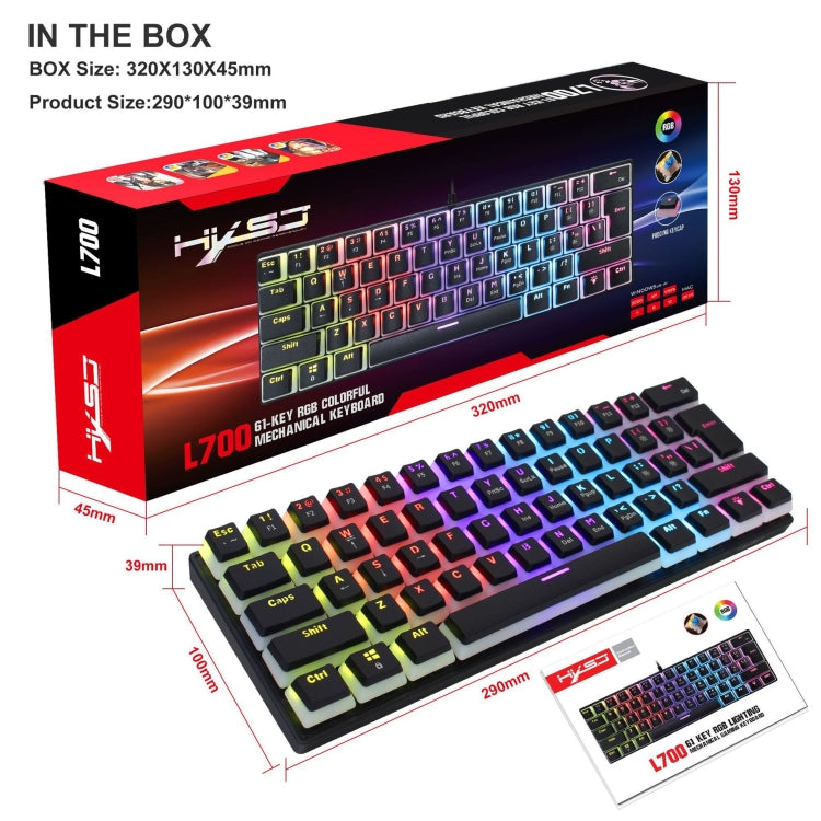 HXSJ L700 Wired RGB Mechanical Keyboard 61 Pudding Key Caps(Black) - HoMEdemic™ 