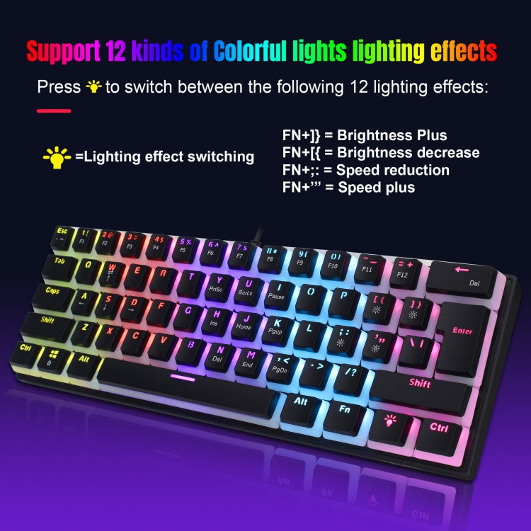 HXSJ L700 Wired RGB Mechanical Keyboard 61 Pudding Key Caps(Black) - HoMEdemic™ 