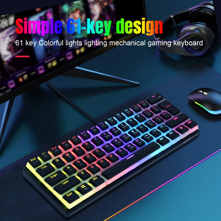 HXSJ L700 Wired RGB Mechanical Keyboard 61 Pudding Key Caps(Black) - HoMEdemic™ 