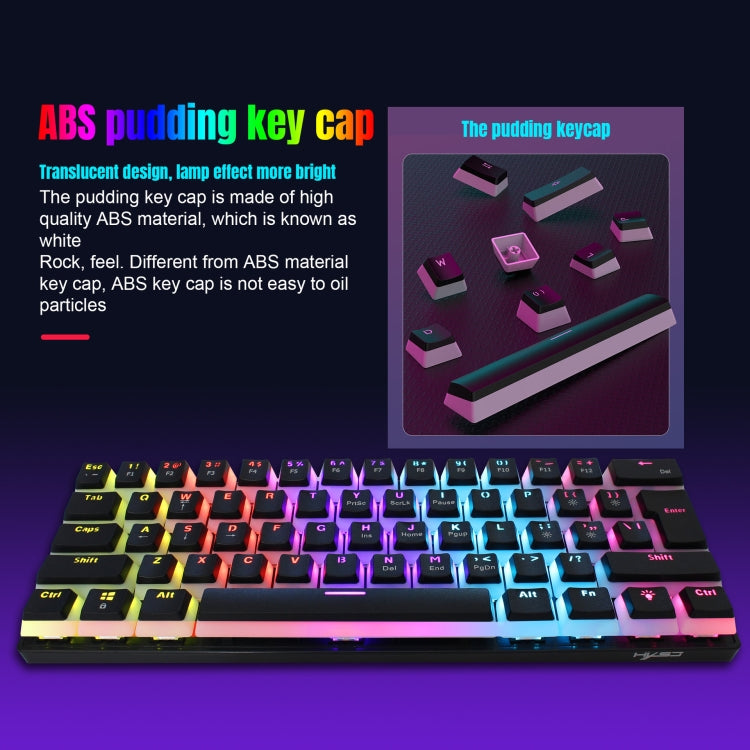 HXSJ L700 Wired RGB Mechanical Keyboard 61 Pudding Key Caps(Black) - HoMEdemic™ 