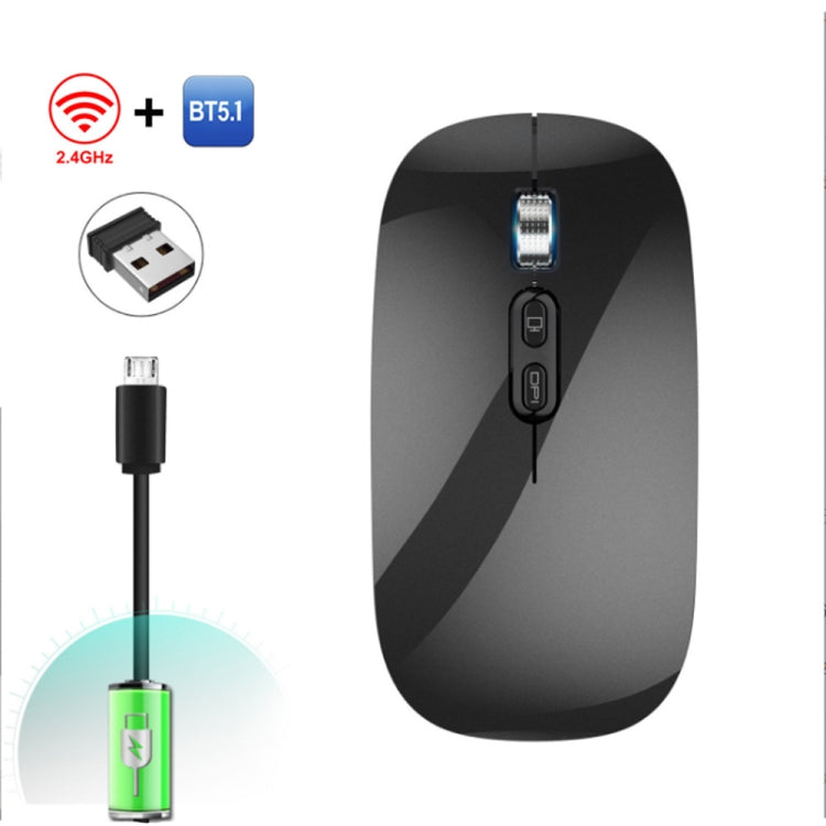 HXSJ M103 1600DPI UV Dual Mode 2.4GHz + Bluetooth 5.1 Wireless Rechargeable Mouse(Black) - HoMEdemic™ 