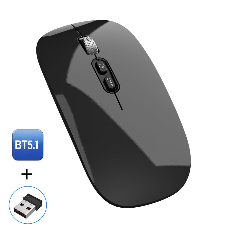 HXSJ M103 1600DPI UV Dual Mode 2.4GHz + Bluetooth 5.1 Wireless Rechargeable Mouse(Black) - HoMEdemic™ 