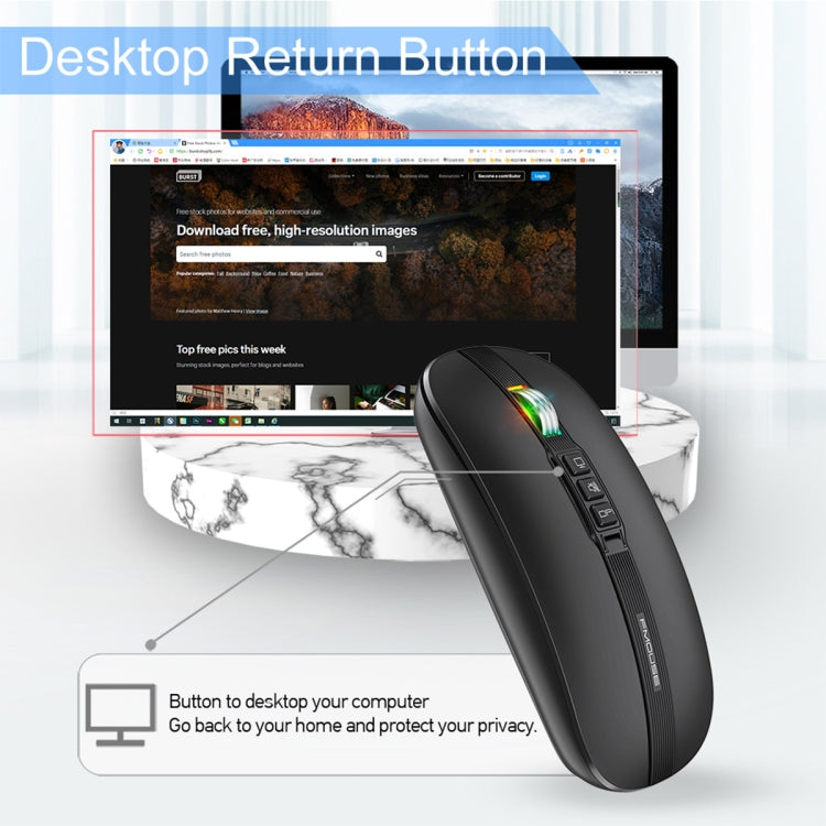HXSJ M113 2400DPI Dual Mode 2.4GHz + Bluetooth 5.1 Wireless Mouse(Matte Black) - HoMEdemic™ 