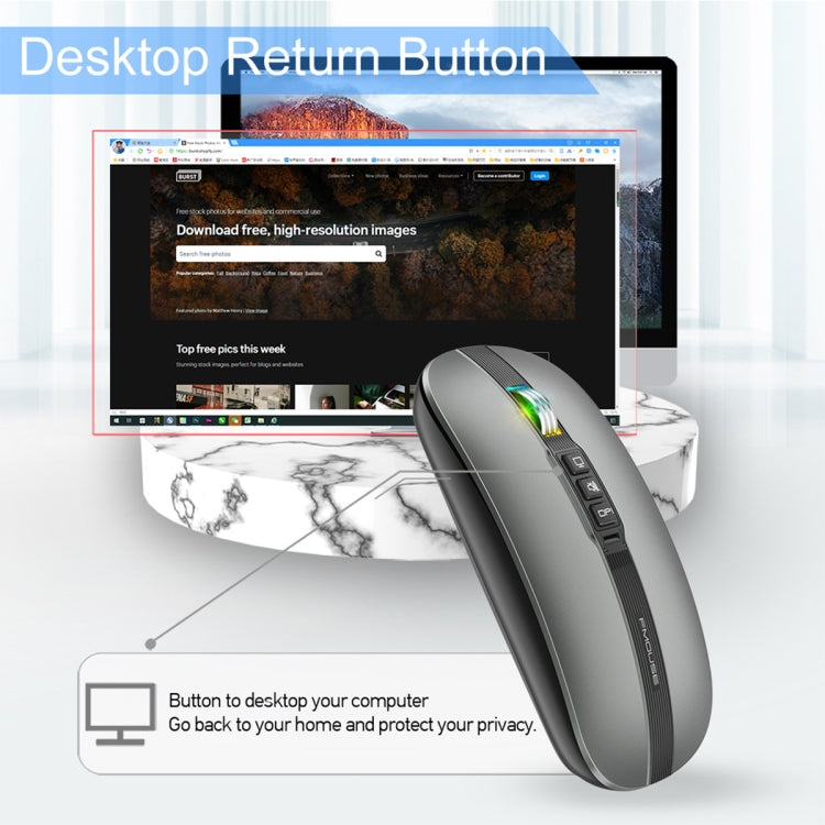 HXSJ M113 2400DPI Dual Mode 2.4GHz + Bluetooth 5.1 Wireless Mouse(Metallic Grey) - HoMEdemic™ 