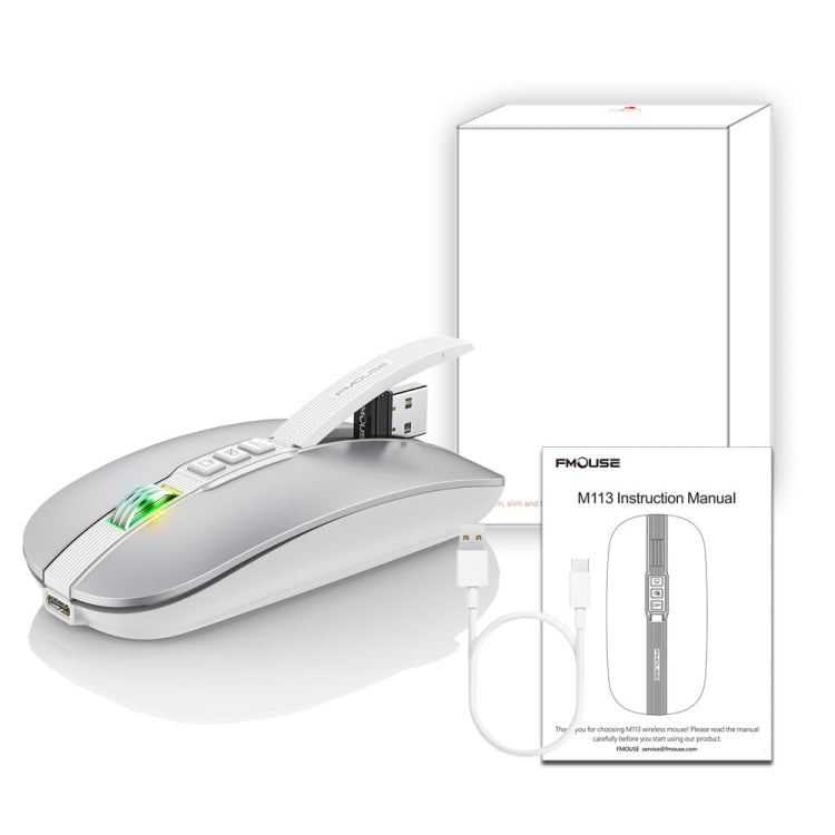HXSJ M113 2400DPI Dual Mode 2.4GHz + Bluetooth 5.1 Wireless Mouse(Space Silver) - HoMEdemic™ 