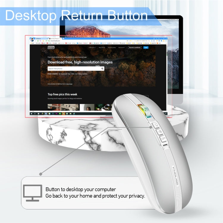 HXSJ M113 2400DPI Dual Mode 2.4GHz + Bluetooth 5.1 Wireless Mouse(Space Silver) - HoMEdemic™ 