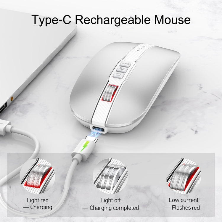 HXSJ M113 2400DPI Dual Mode 2.4GHz + Bluetooth 5.1 Wireless Mouse(Space Silver) - HoMEdemic™ 