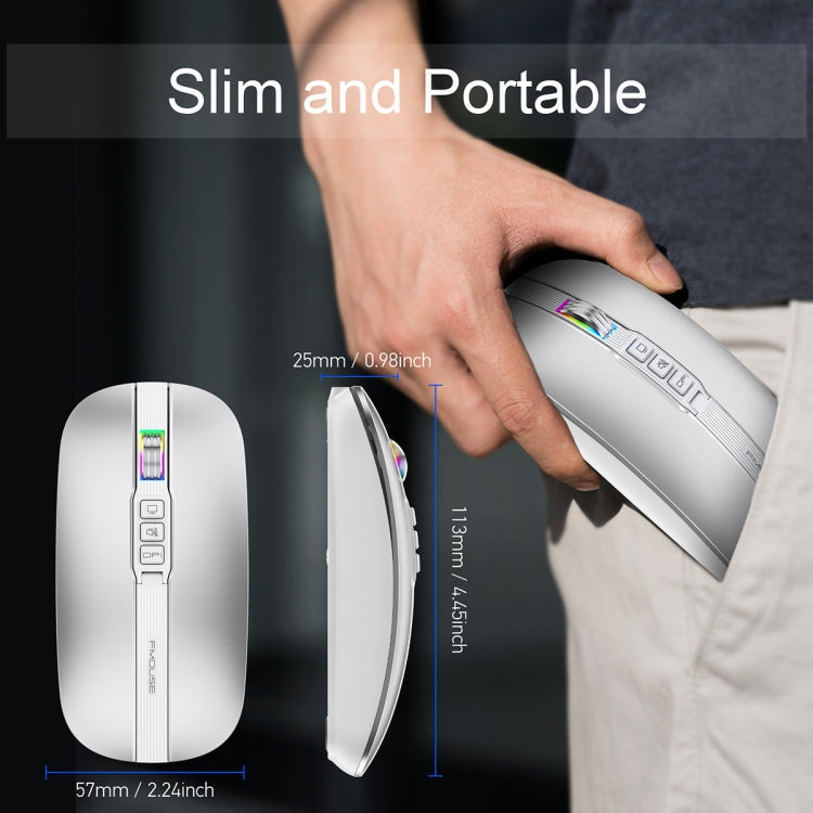 HXSJ M113 2400DPI Dual Mode 2.4GHz + Bluetooth 5.1 Wireless Mouse(Space Silver) - HoMEdemic™ 