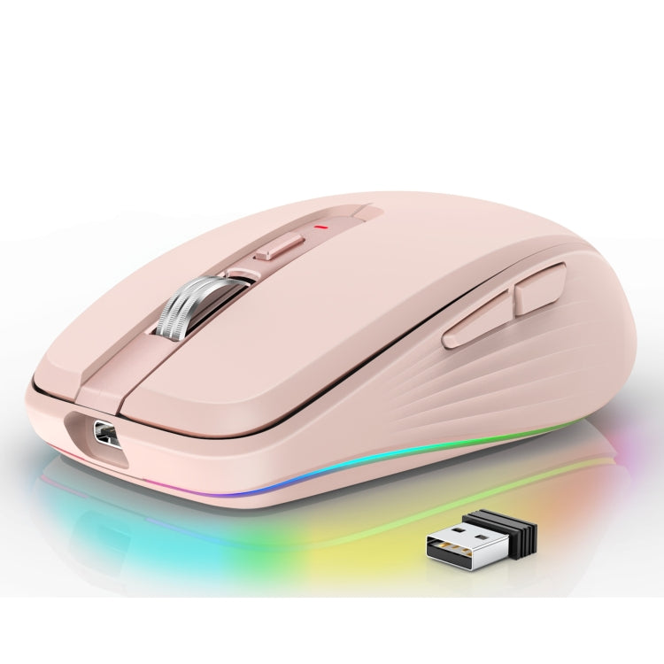 HXSJ M303 2400DPI Dual Mode 2.4GHz + Bluetooth 5.1 Wireless Mouse(Pink) - HoMEdemic™ 