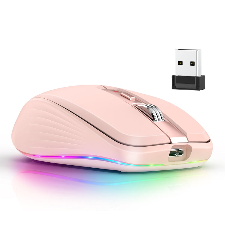 HXSJ M303 2400DPI Dual Mode 2.4GHz + Bluetooth 5.1 Wireless Mouse(Pink) - HoMEdemic™ 