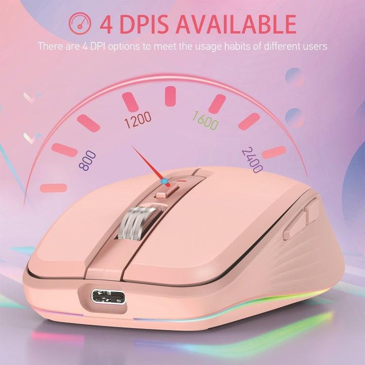 HXSJ M303 2400DPI Dual Mode 2.4GHz + Bluetooth 5.1 Wireless Mouse(Pink) - HoMEdemic™ 