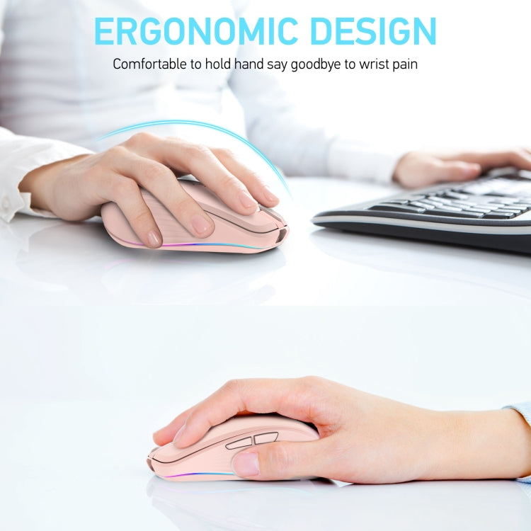 HXSJ M303 2400DPI Dual Mode 2.4GHz + Bluetooth 5.1 Wireless Mouse(Pink) - HoMEdemic™ 