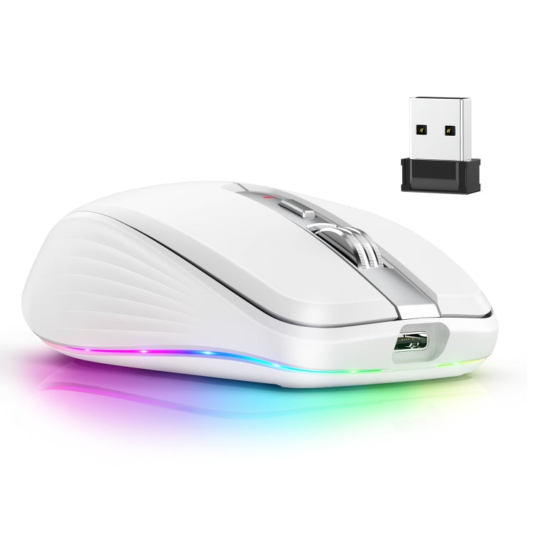 HXSJ M303 2400DPI Dual Mode 2.4GHz + Bluetooth 5.1 Wireless Mouse(White) - HoMEdemic™ 