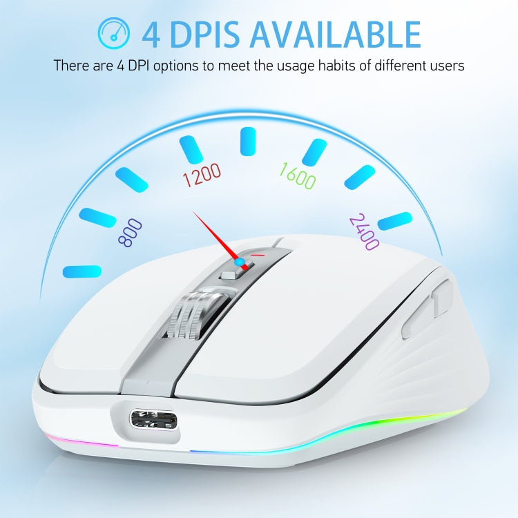 HXSJ M303 2400DPI Dual Mode 2.4GHz + Bluetooth 5.1 Wireless Mouse(White) - HoMEdemic™ 