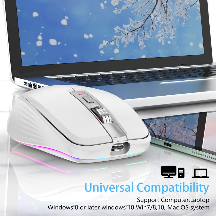 HXSJ M303 2400DPI Dual Mode 2.4GHz + Bluetooth 5.1 Wireless Mouse(White) - HoMEdemic™ 