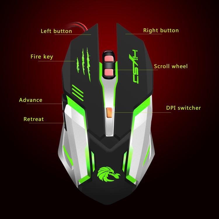 HXSJ S100 6 Keys Colorful Luminous Wired Gaming Mouse - HoMEdemic™ 