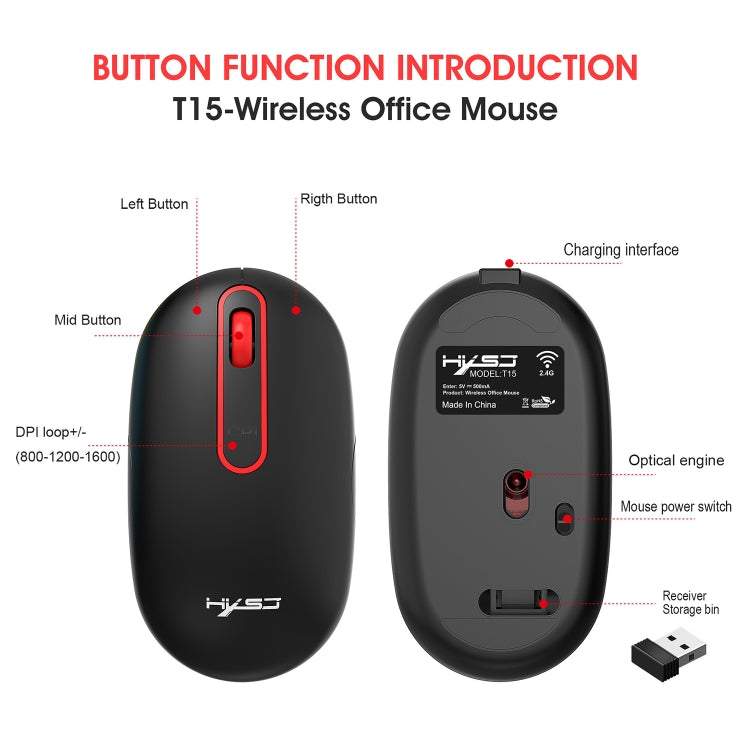 HXSJ T15 2.4GHz 4 Keys Wireless Mute Mouse(White) - HoMEdemic™ 