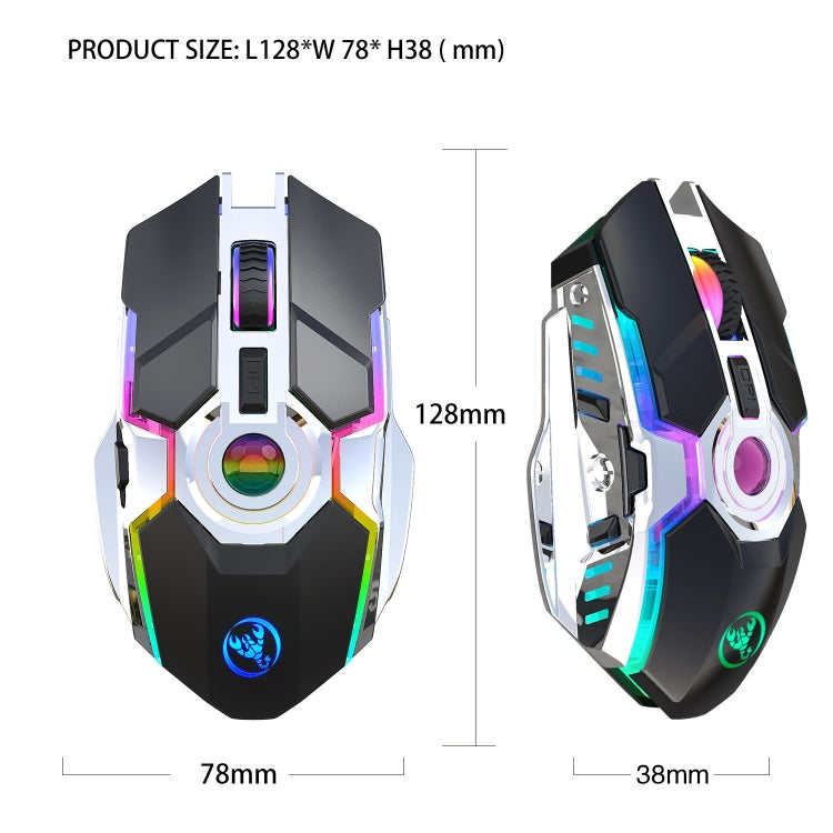 HXSJ T30 2400DPI RGB 2.4GHz Wireless Mouse(Metallic Grey) - HoMEdemic™ 