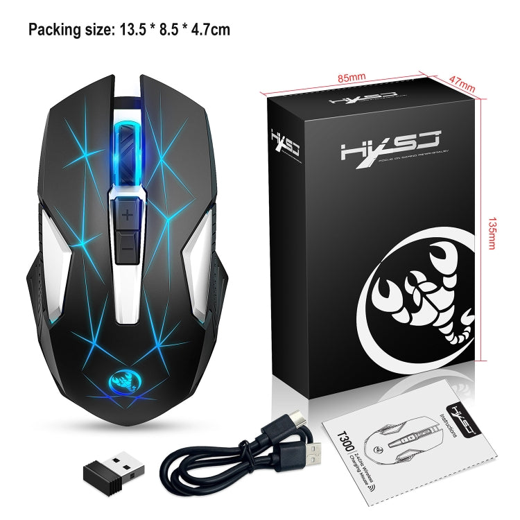 HXSJ T300 7 Keys 2400DPI 2.4G Colorful Luminous Wireless Mouse(Black) - HoMEdemic™ 