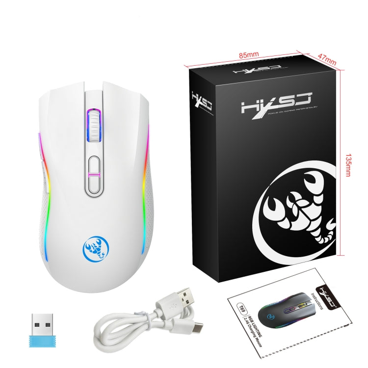 HXSJ T69 4800DPI RGB 2.4GHz Wireless Mouse(White) - HoMEdemic™ 
