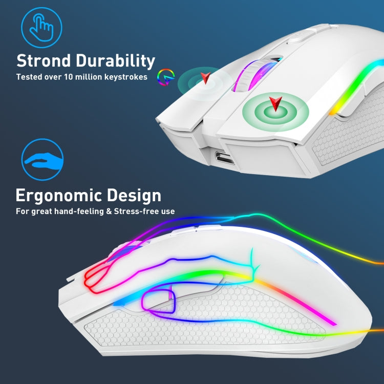 HXSJ T69 4800DPI RGB 2.4GHz Wireless Mouse(White) - HoMEdemic™ 