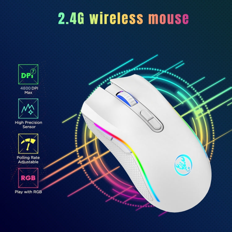 HXSJ T69 4800DPI RGB 2.4GHz Wireless Mouse(White) - HoMEdemic™ 