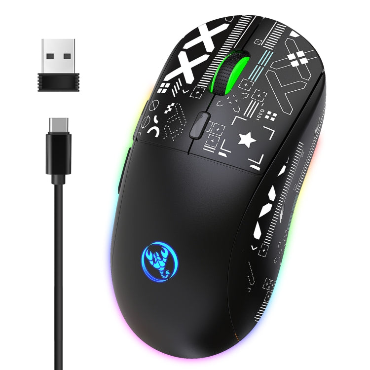 HXSJ T90 RGB Light Three-mode Wireless Gaming Mouse(Black) - HoMEdemic™ 