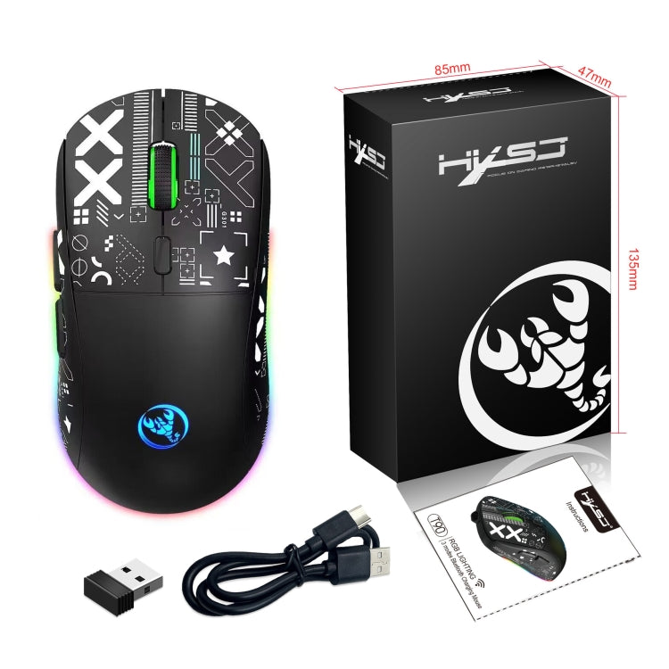 HXSJ T90 RGB Light Three-mode Wireless Gaming Mouse(Black) - HoMEdemic™ 