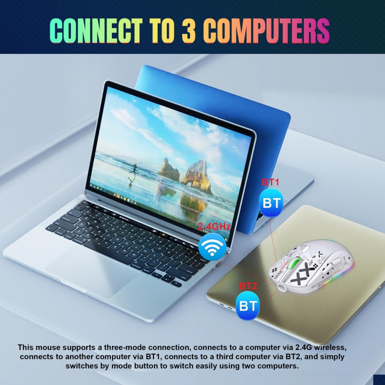 HXSJ T90 RGB Light Three-mode Wireless Gaming Mouse(Black) - HoMEdemic™ 