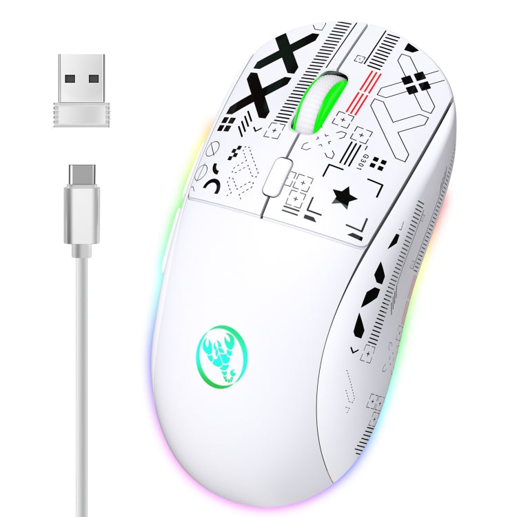 HXSJ T90 RGB Light Three-mode Wireless Gaming Mouse(White) - HoMEdemic™ 