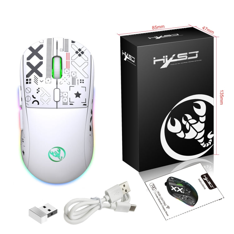 HXSJ T90 RGB Light Three-mode Wireless Gaming Mouse(White) - HoMEdemic™ 