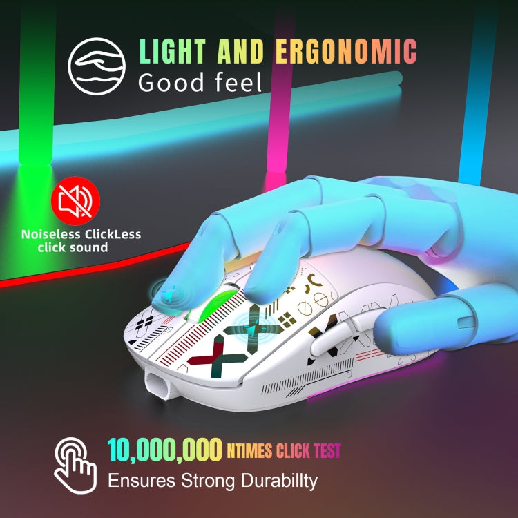 HXSJ T90 RGB Light Three-mode Wireless Gaming Mouse(White) - HoMEdemic™ 