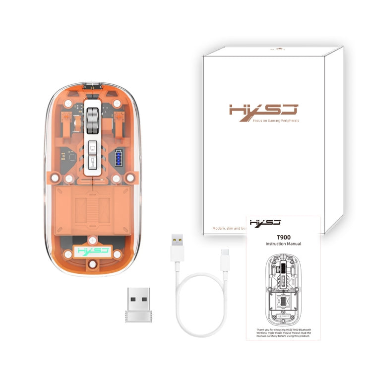 HXSJ T900 Transparent Magnet Three-mode Wireless Gaming Mouse(Orange) - HoMEdemic™ 