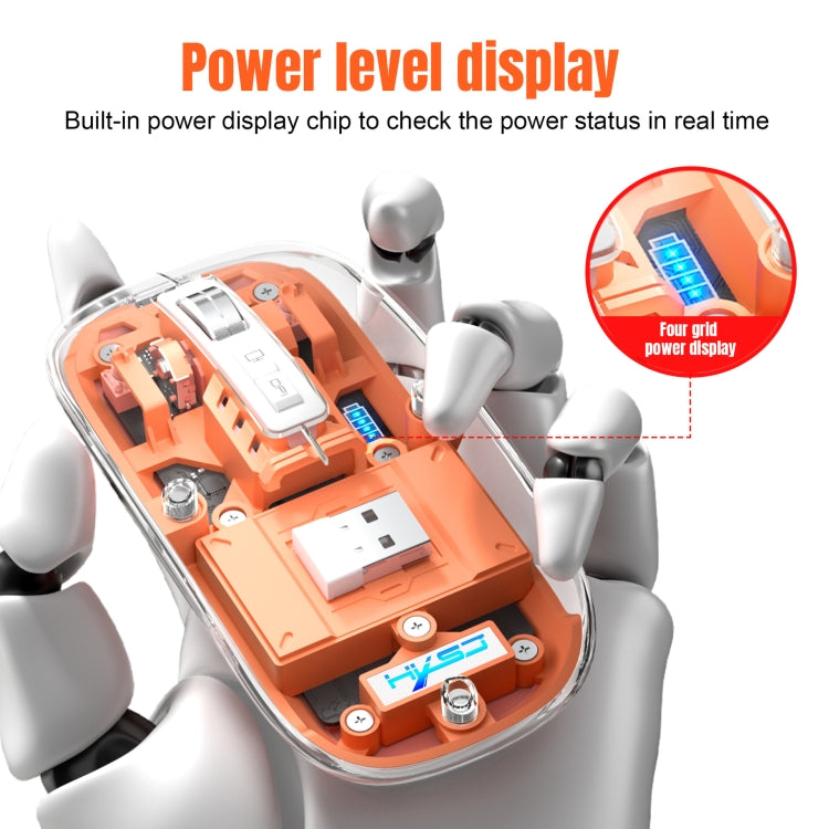 HXSJ T900 Transparent Magnet Three-mode Wireless Gaming Mouse(Orange) - HoMEdemic™ 