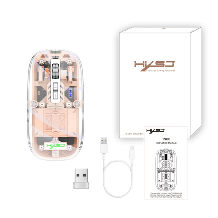 HXSJ T900 Transparent Magnet Three-mode Wireless Gaming Mouse(Pink) - HoMEdemic™ 
