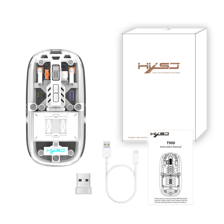 HXSJ T900 Transparent Magnet Three-mode Wireless Gaming Mouse(White) - HoMEdemic™ 