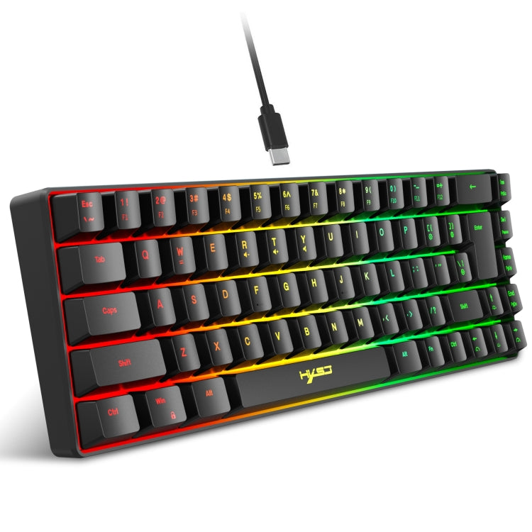HXSJ V200 Wired RGB Backlit Mechanical Keyboard 68 Key Caps, Cable Length: 1.7m(Black) - HoMEdemic™ 