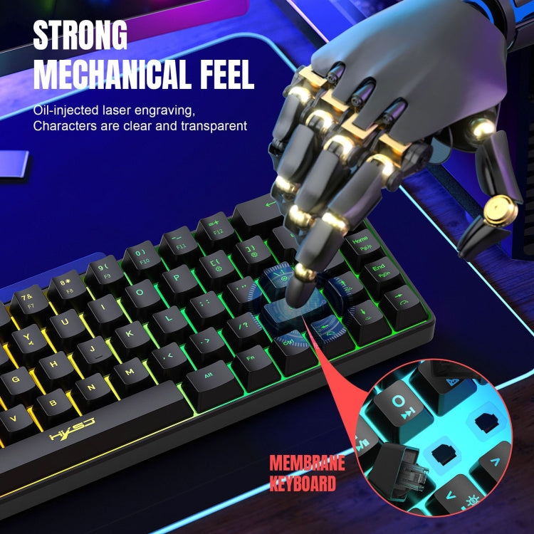 HXSJ V200 Wired RGB Backlit Mechanical Keyboard 68 Key Caps, Cable Length: 1.7m(White) - HoMEdemic™ 