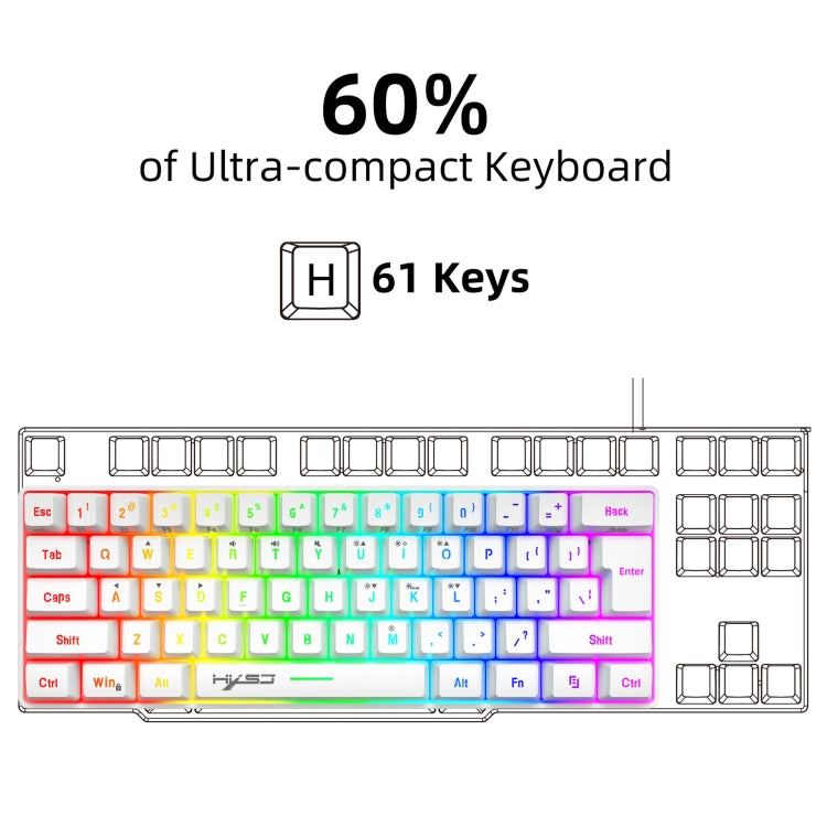 HXSJ V700 61 Keys RGB Lighting Gaming Wired Keyboard (White) - HoMEdemic™ 