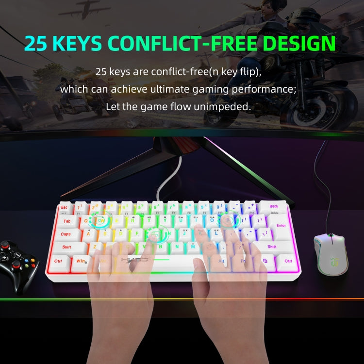 HXSJ V700 61 Keys RGB Lighting Gaming Wired Keyboard (White) - HoMEdemic™ 