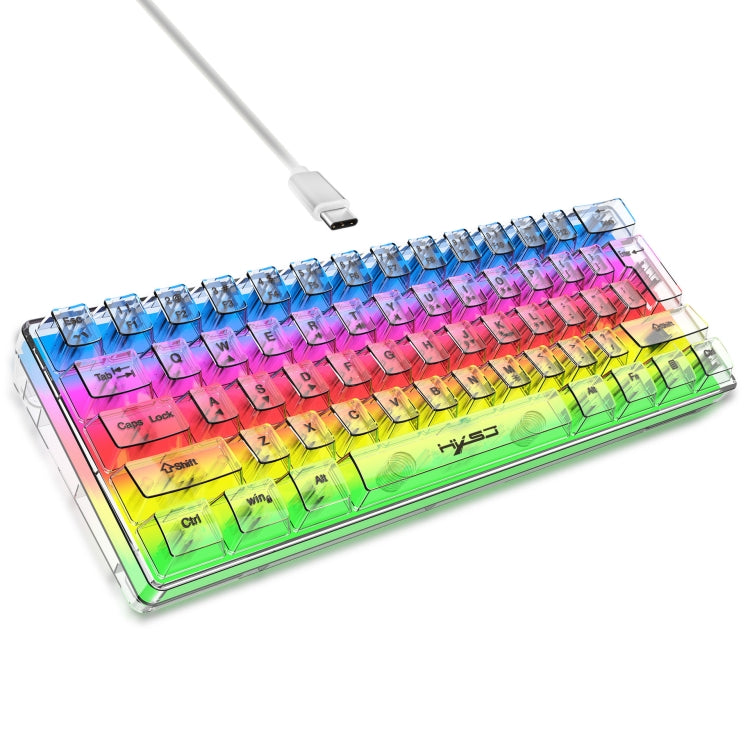 HXSJ V700T 61-key Wired Membrane RGB Backlit Mechanical Keyboard (Transparent) - HoMEdemic™ 