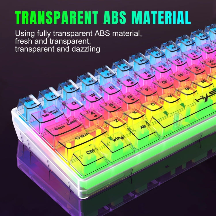 HXSJ V700T 61-key Wired Membrane RGB Backlit Mechanical Keyboard (Transparent) - HoMEdemic™ 